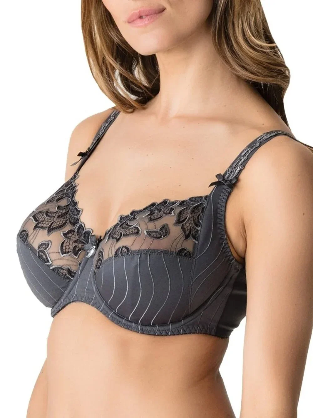 Prima Donna Primadonna Bra Womens Size 30D Gray Deauville Lace Full Cup - Picture 2 of 6